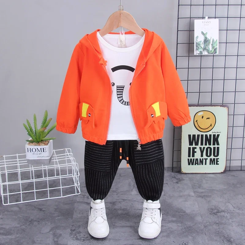 

New Spring Autumn Baby Boys Clothes Children Jacket T-Shirt Pants 3Pcs/Sets Infant Girls Clothing Toddler Costume Kids Outfits