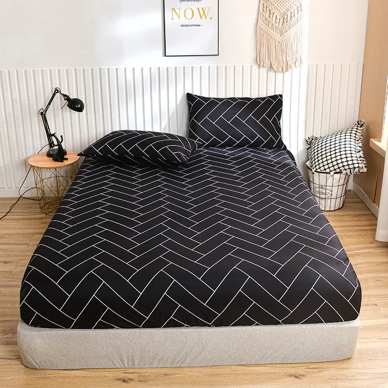 1PC schwarz und weiß Muster mattiertes Bettlaken, Schlafzimmer Schlafsaal Hotel bedruckte Tagesdecke, Bettwäsche (ohne Kissenbezüge)