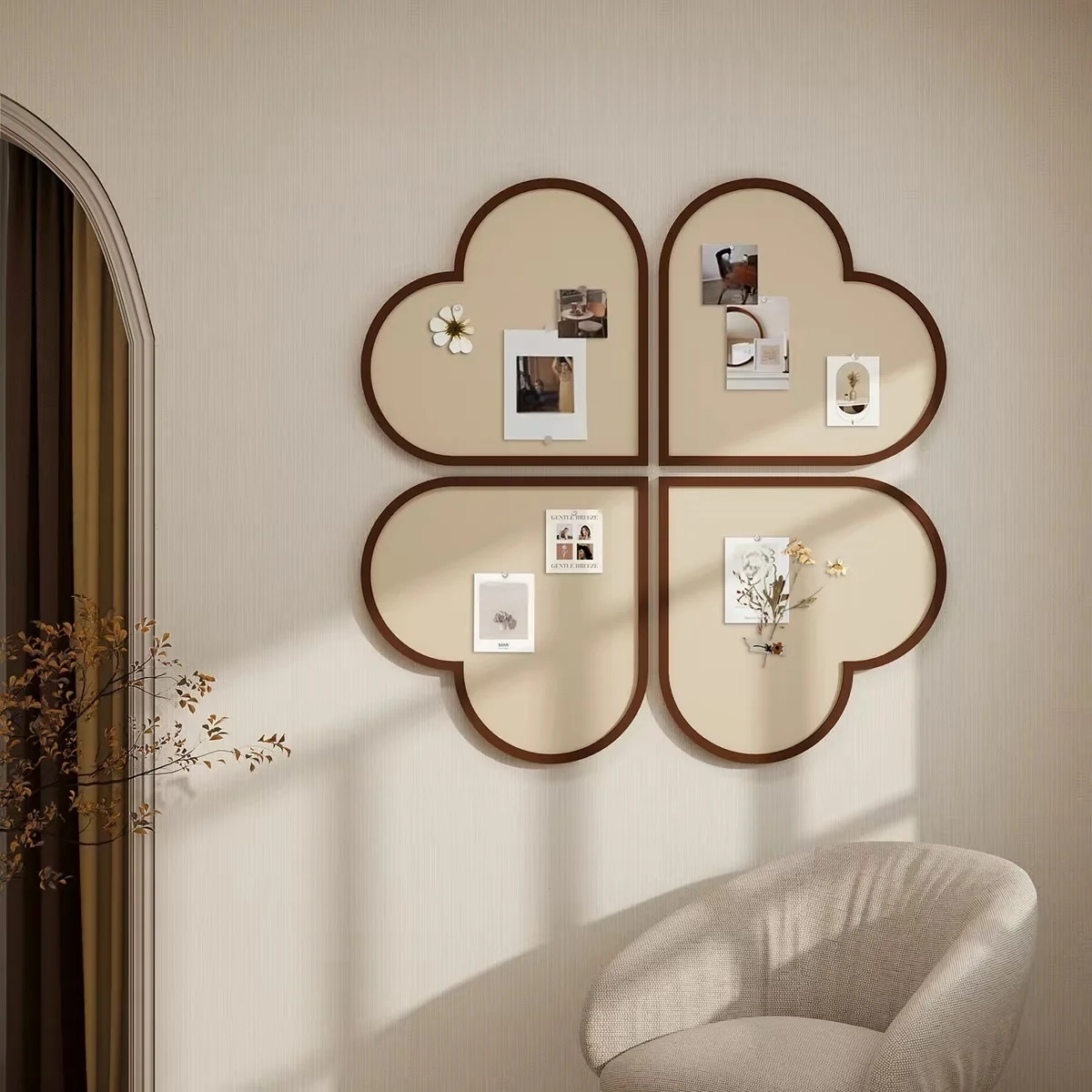 4Pcs Heart Cork Bulletin Boards Thickened Felt Board Wall Stickers Message Board DIY Felt Wall Sticker