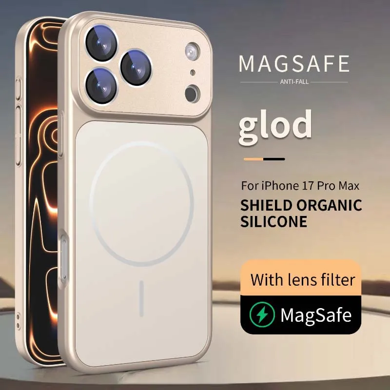 Luxus Original Frosted für Magsafe Magnetische Telefon Fall für IPhone 17 Pro Max Air 16 15 14 13 Kamera Objektiv Schutz Rüstung Abdeckung