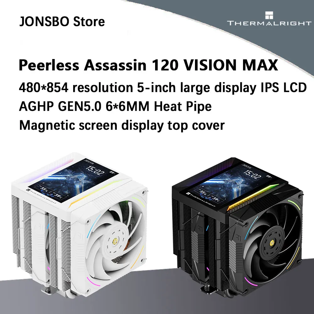 

Thermalright Peerless Assassin 120 VISION MAX AGHP 5.0 6*6MM heat pipe 5-inch Screen Air-Cooled CPU Cooler for LGA1851/1700 AM5