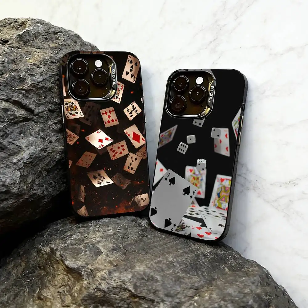 

Poker Cards Phone Case For iPhone 17,16,15,14,13,12,11 Plus,Pro Max,XS,Colorful Silver Phone case Funda Cover