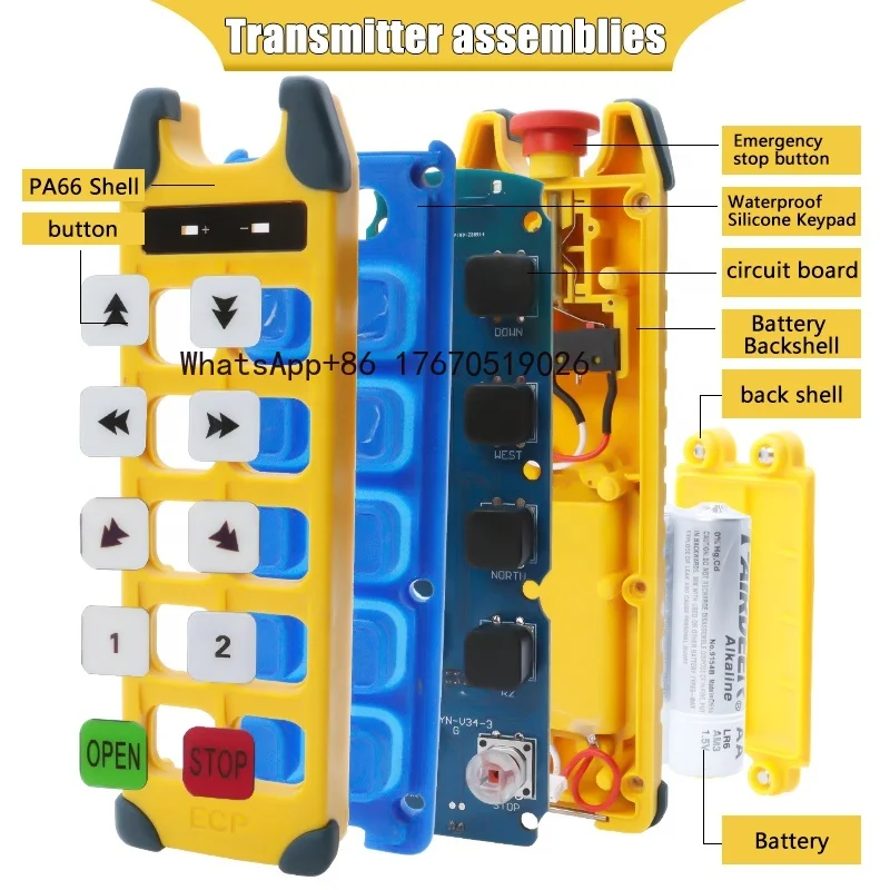 Hot Selling Overhead Crane Electric Hoist Lift Handle Winches Wireless Radio Industrial Remote Control