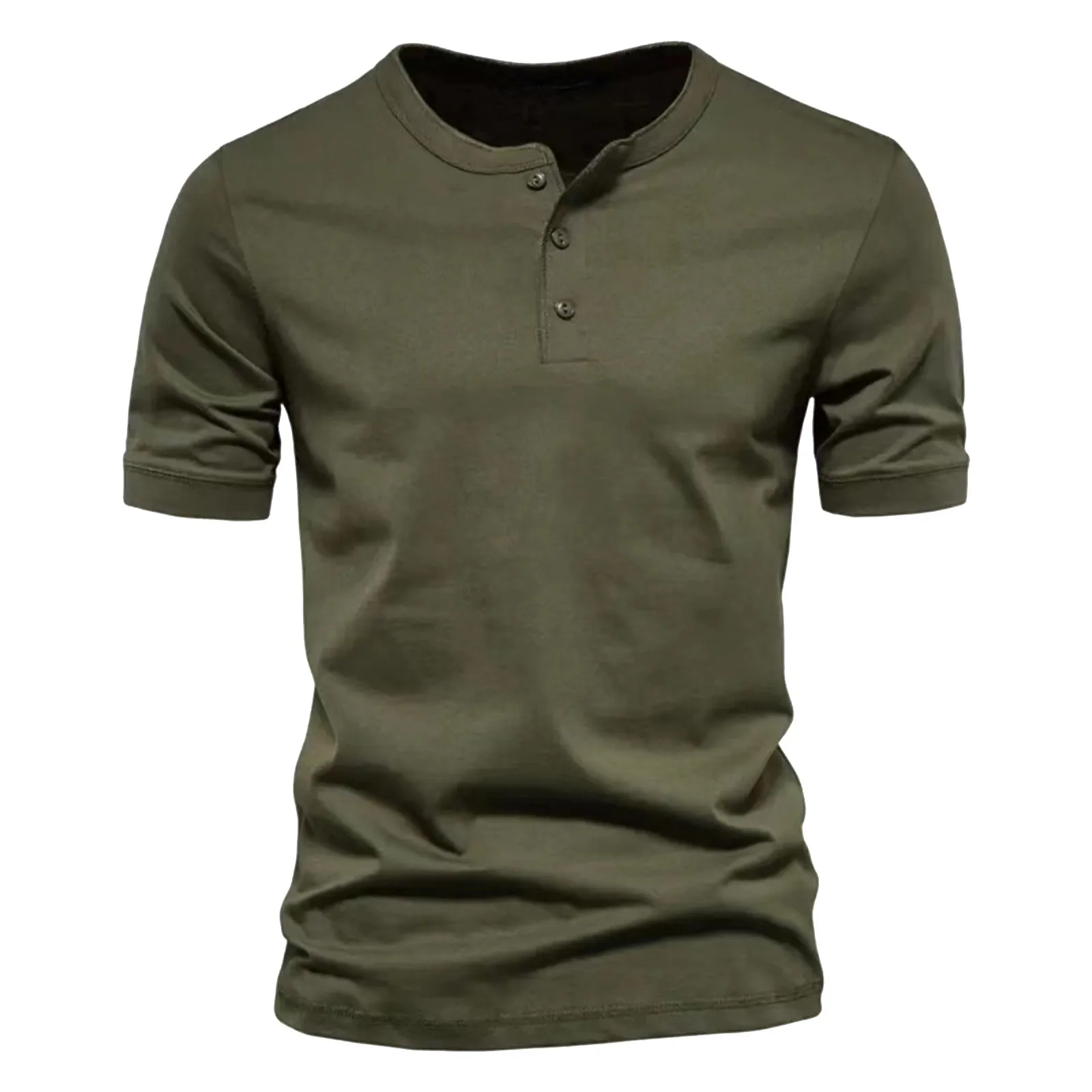 Mens Summer Fashion Simple Button Short Sleeve T Shirt Top Blouse