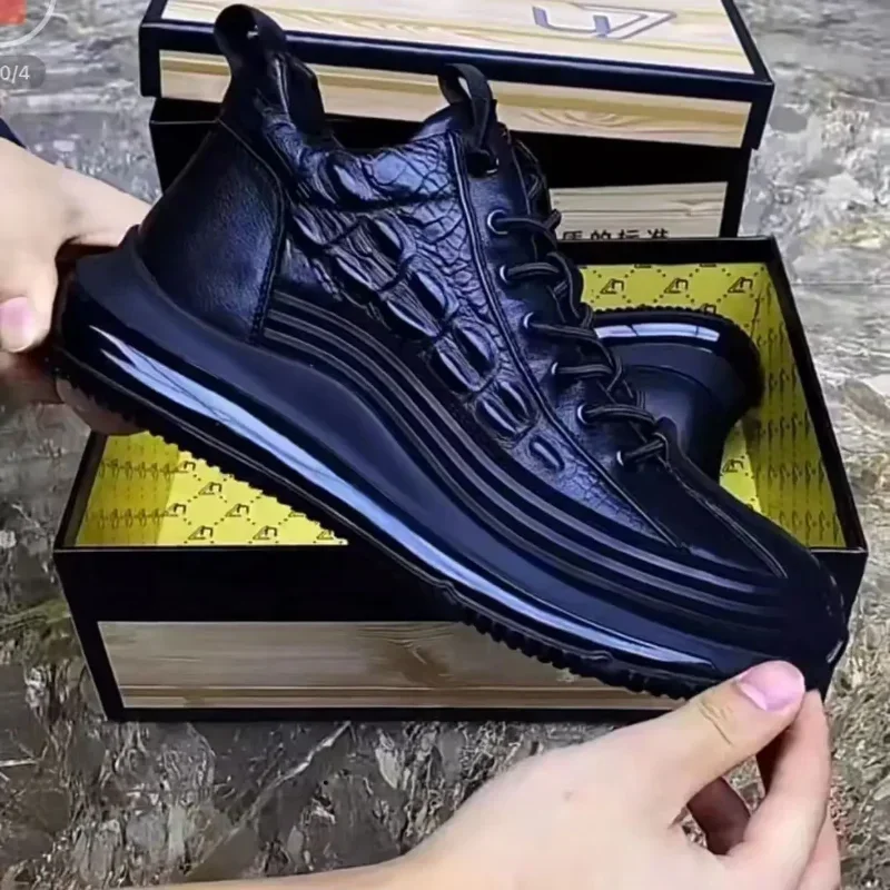 Chaussures de sport légères à motif crocodile pour hommes, chaussures à col optique, chaussures chimshoe décontractées, mode, 2024