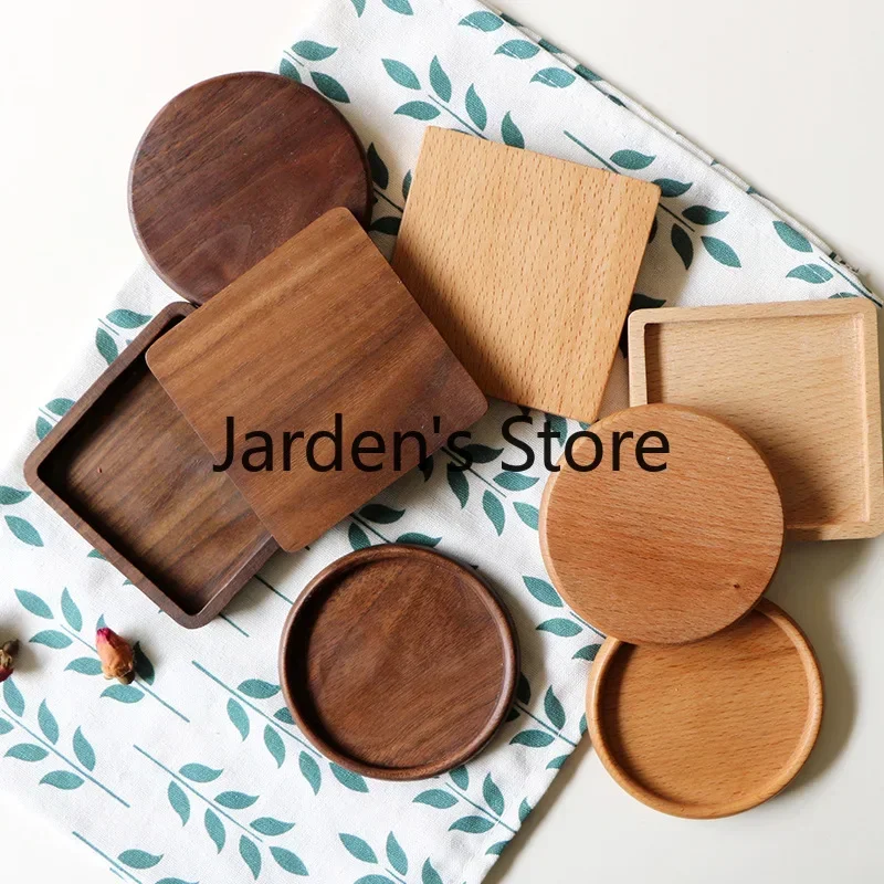 1PC Wood Coasters Walnut Beech Circular Drink Mat Tableware Tea Coffee Cup Pad Placemats Insulation Heat Resistant Mug Holder