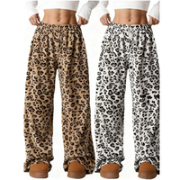 New High-quality Autumn And Winter Women's Flannel Casual Sleeping Pants With Elastic Waist And Leopard Print Sleeping Pants