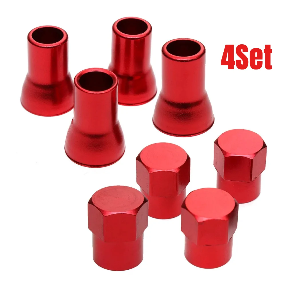 

4set Car Exterior Accessories Parts Car Tire Valve Stem Sleeve Covers Red/Silver TR413 Car Truck Wheel Tyre Valve Stem Hex Caps