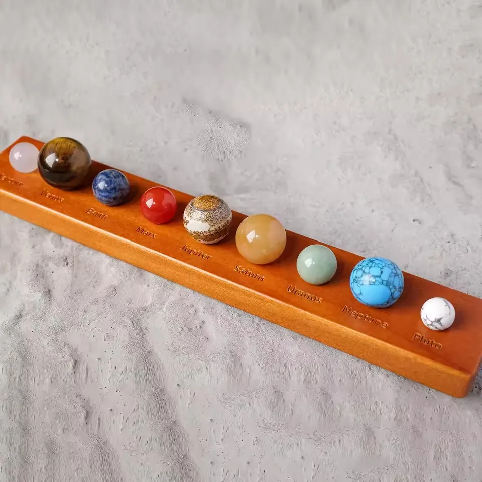 Natural Crystal Round Original Stones, Nine Planets Of The Solar System Crystal Balls Set, Nice Gift For Christmas Day
