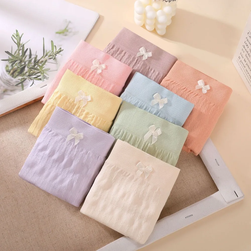 

8Pcs Sweet Low Waist Women Panties Set Underwear Female Lingerie Ruffles Briefs 8PCS Random Color Bow Underpants Lady