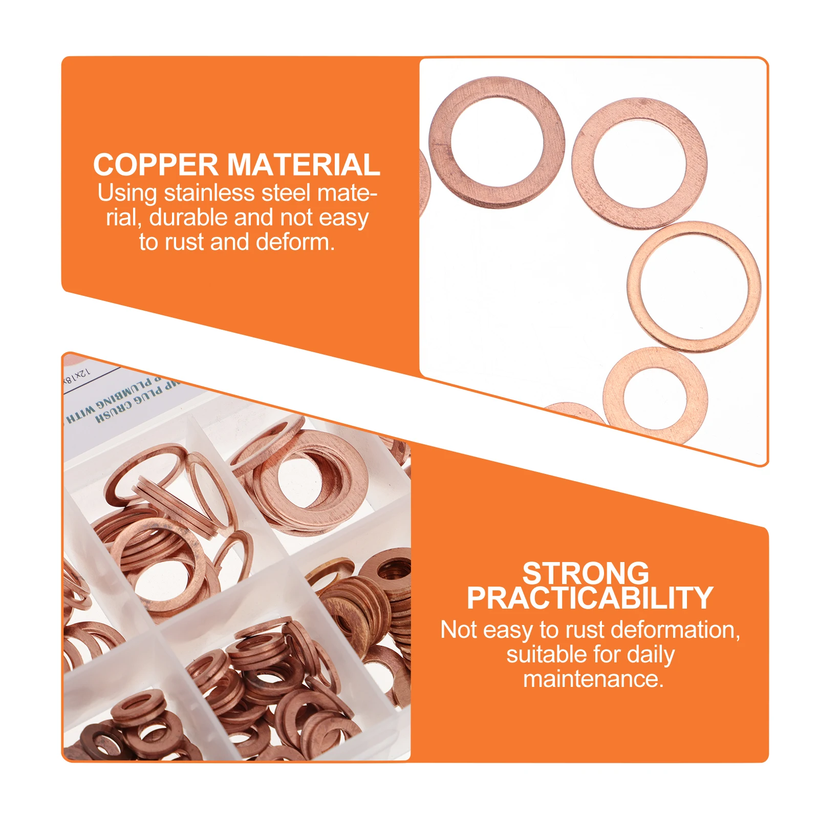 

200pcs Copper Sealing Washers Durable Corrosion-Resistant For Daily Repair Gasket Box Set Washer Flat Copper Washer