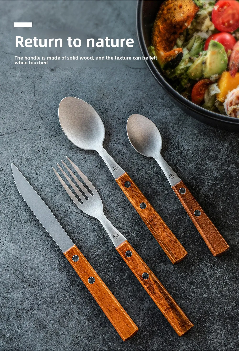 Household 304 titanium spoon tableware, household non-slip chopsticks, high temperature resistant gift box set