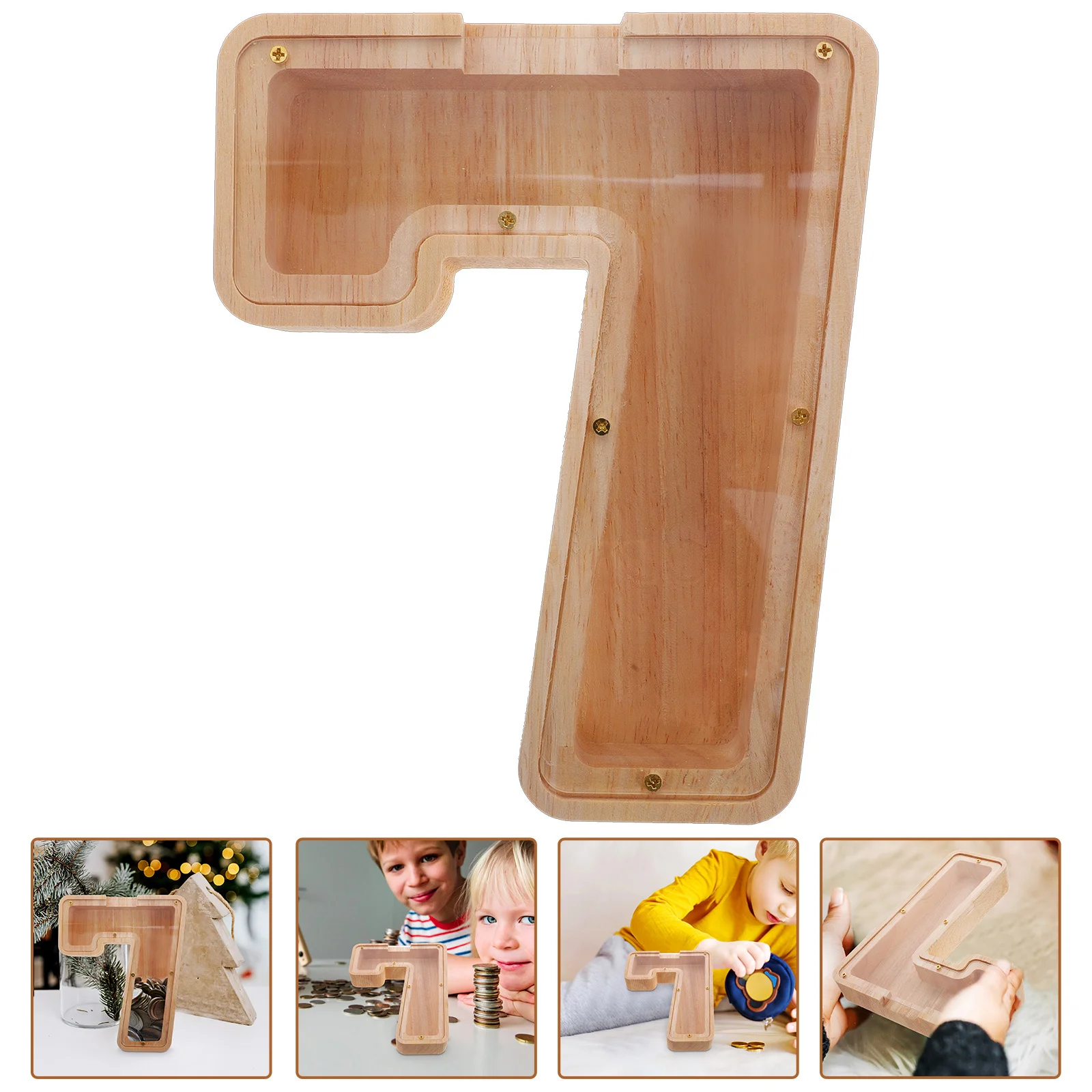 Digital Wooden Piggy Bank Unbreakable Money Jar for Children's Room Decor Teaching Savings Habit Portable Desktop Coin Storage