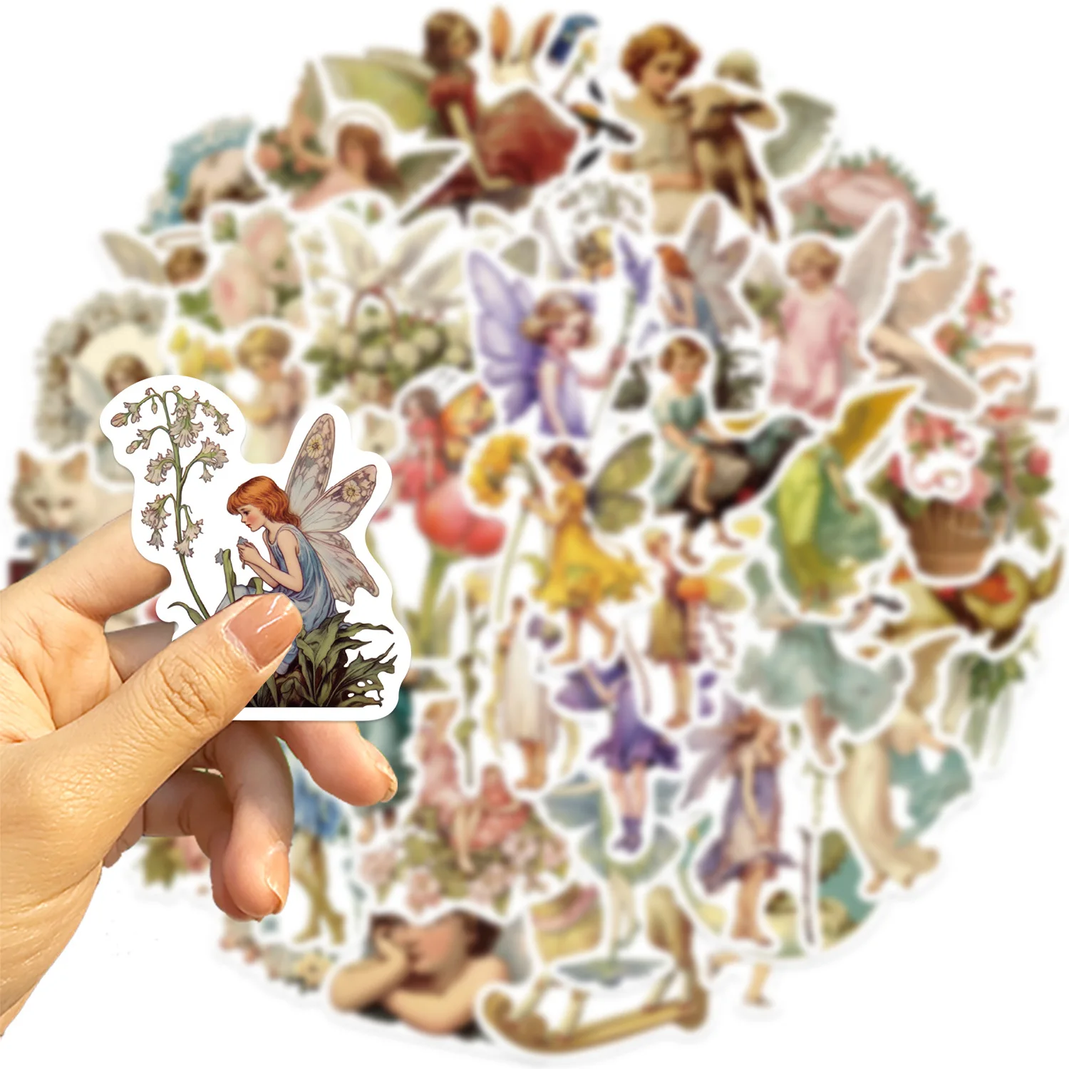 50PCS Vintage Angels and Fairy Stickers, Vinyl Scrapbooking Stickers Packs, Kawaii Cute Angel Aesthetic Stickers for phone