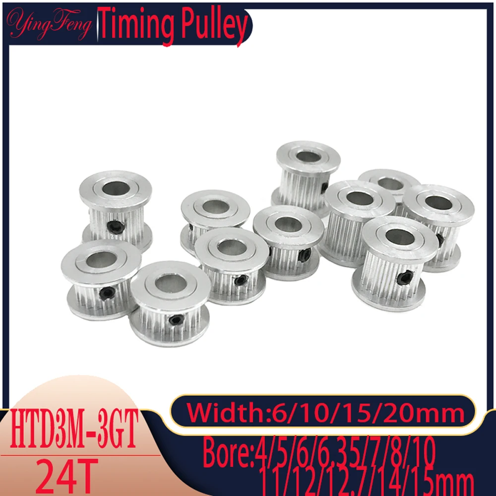 

2/3/5Pcs Arc-shaped HTD 3M Timing Pulley With 24 Teeth Holes 4/5~14/15mm Synchronous Pulley Width 6/10/15/20mm 3D Printer Parts