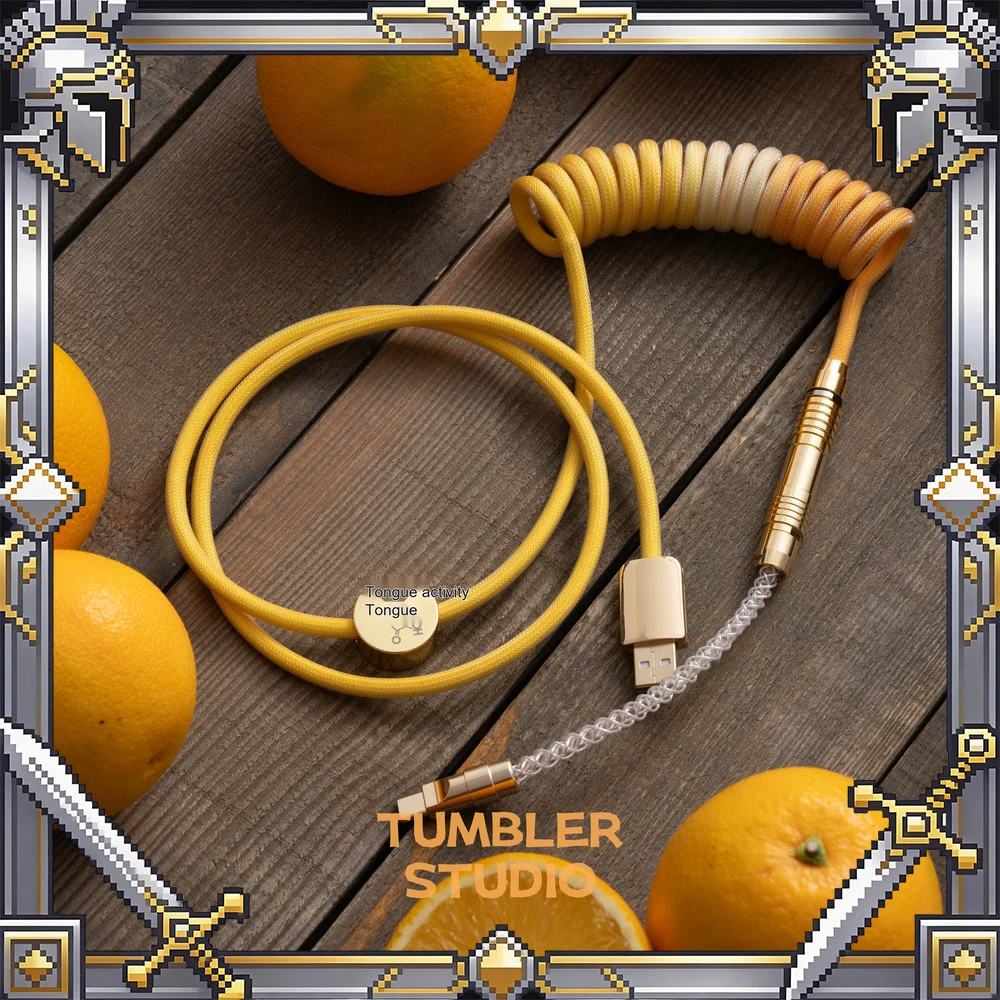 Tumbler Studio x Headphone Fox Huangguoguo Theme Collaboration Custom Mechanical Keyboard Aviator Cable Coiled Gaming Cord