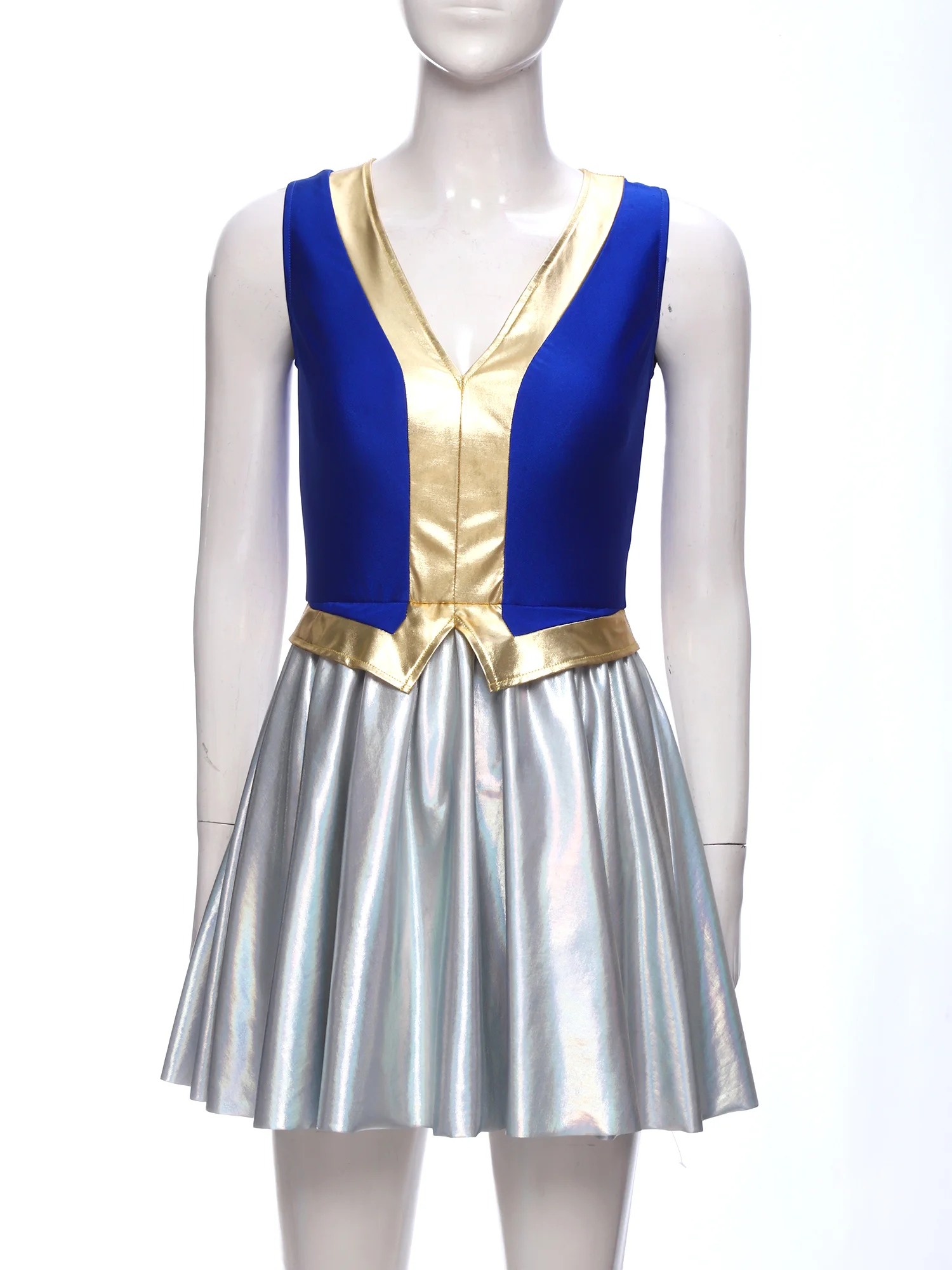 

Women Festival Arabic Princess Queen Performance Role Play Dress Metallic Shiny A-line Dress for Halloween Masquerade Carnivals