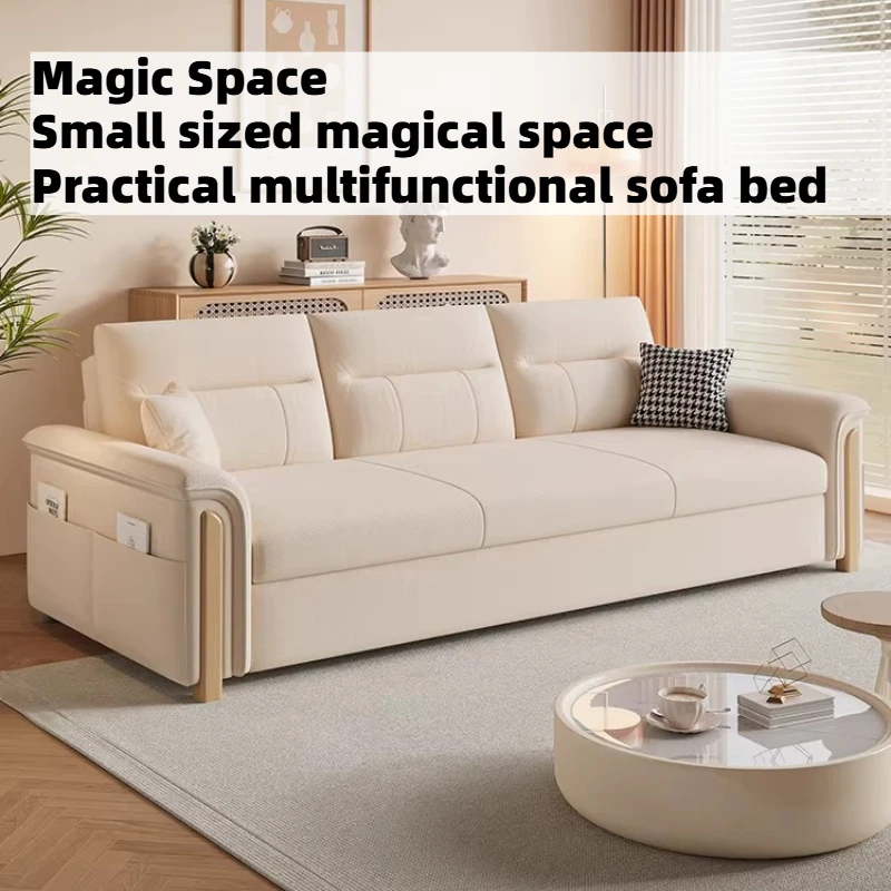 

Luxury Armchair Convertible Sofa Multifunctional Retractable Storage Folding Sofa Bed Recliner Lounges Wood Couch Furniture