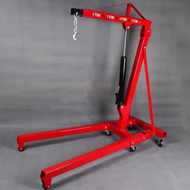Grue de levage hydraulique mobile et pliable pour atelier industriel, structure robuste, conception pliable pour économiser de l'espace, base de support stable