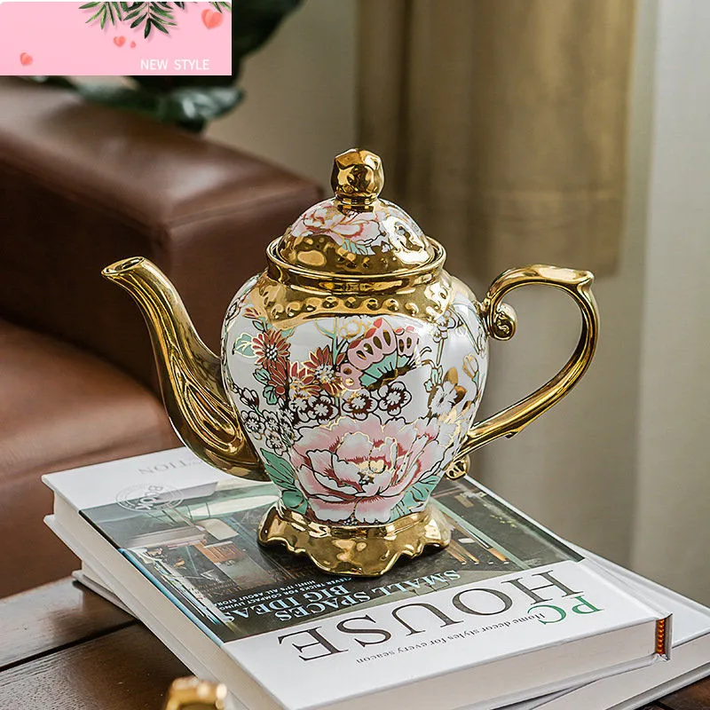 

900ML European British Teapot Porcelain High-Capacity Tea Pot With Filter Luxury Teaware Heat Resistant Kettle Pot Ceramic