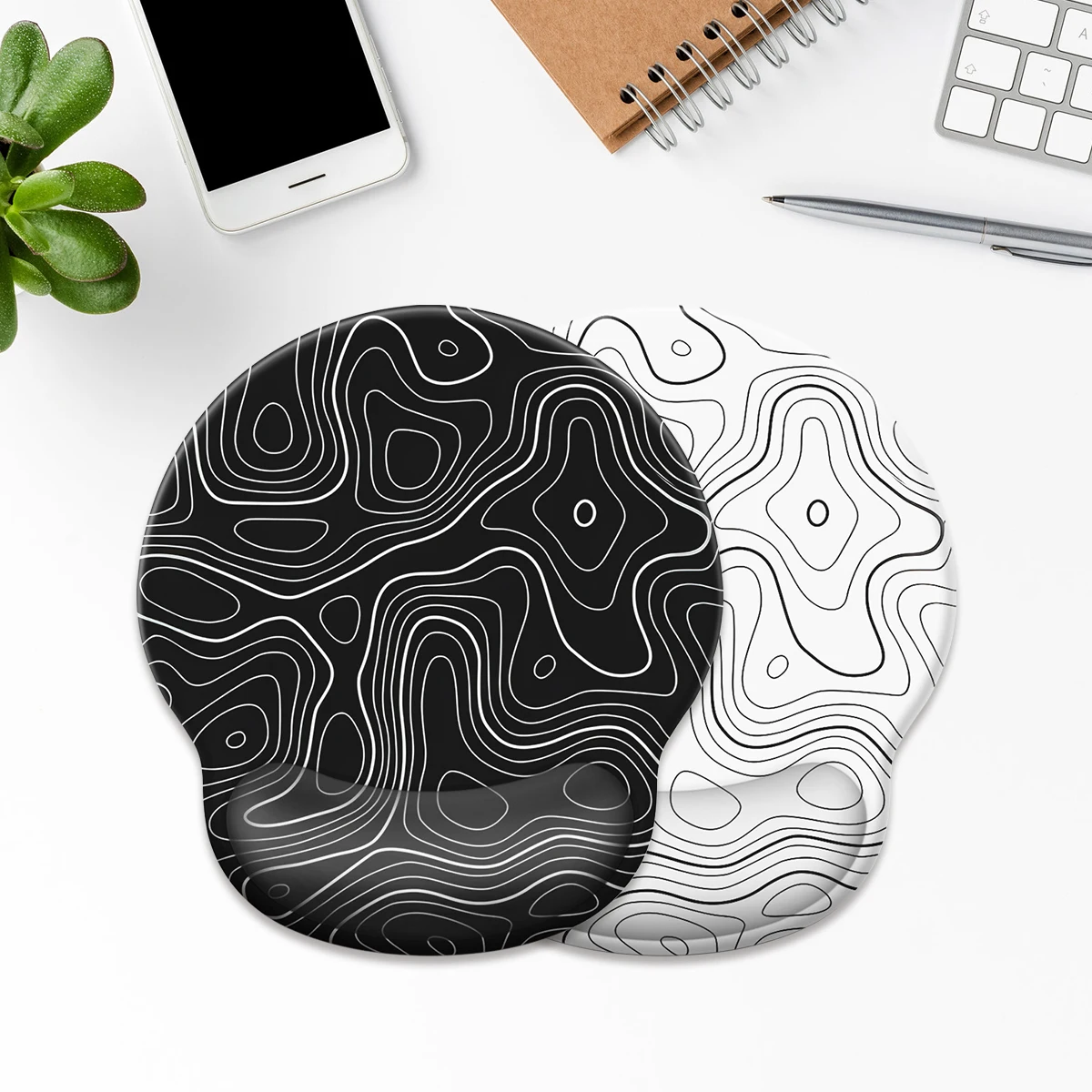 Alfombrilla de ratón de dos colores con líneas abstractas, ergonómica, suave, antideslizante, soporte para reposamuñecas, alfombrilla para ratón de ordenador para PC de oficina, 1 ud.