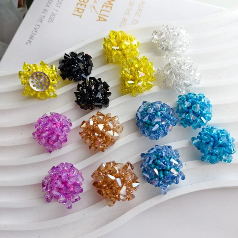Wholesale 30pcs/lot 20mm color glass beads handmade Weave rounds flowers shape beads diy jewelry garment hair accessory