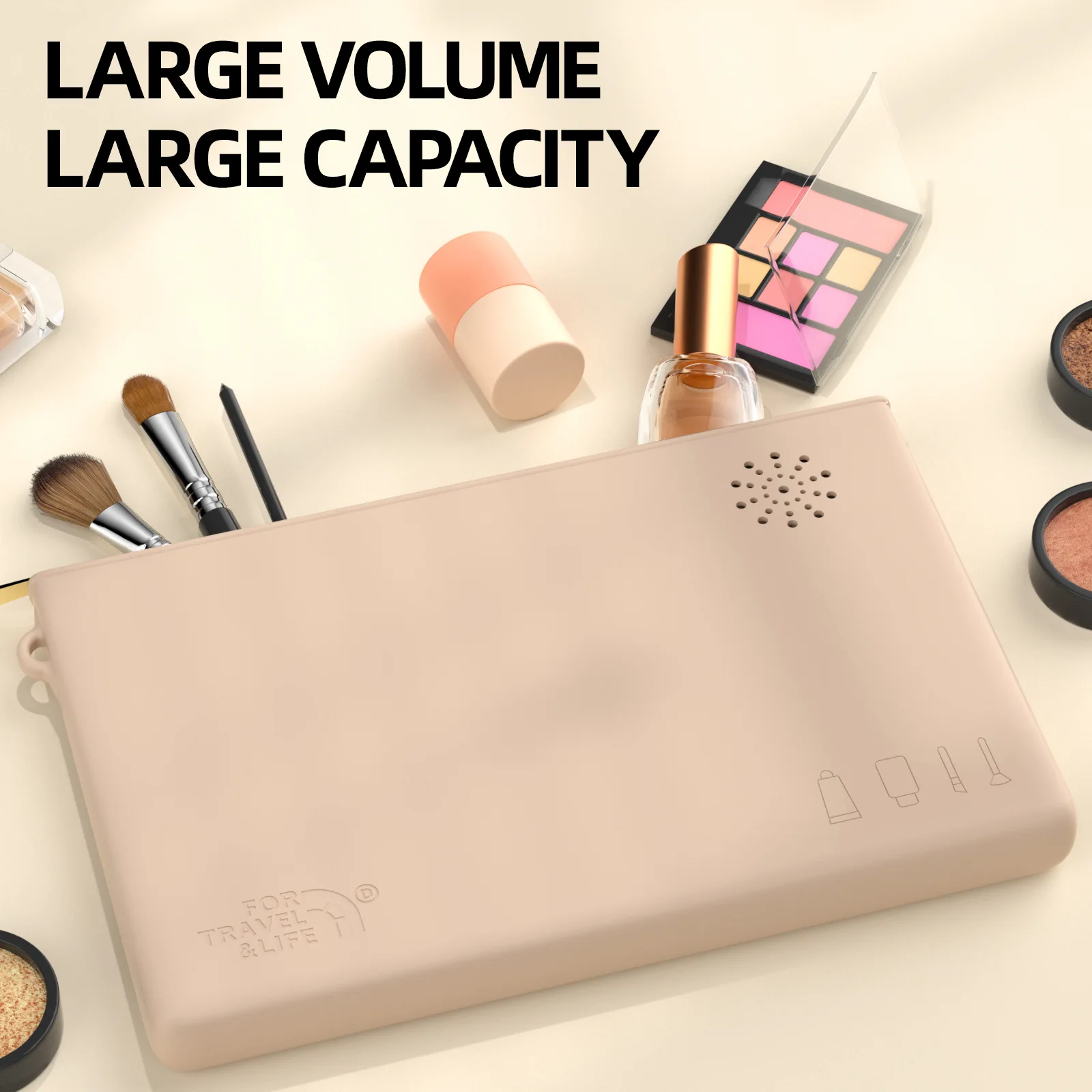 Borsa da toilette per trucco in Silicone di medie dimensioni, Organizer per borse da viaggio per strumenti di bellezza, borsa da viaggio cosmetica