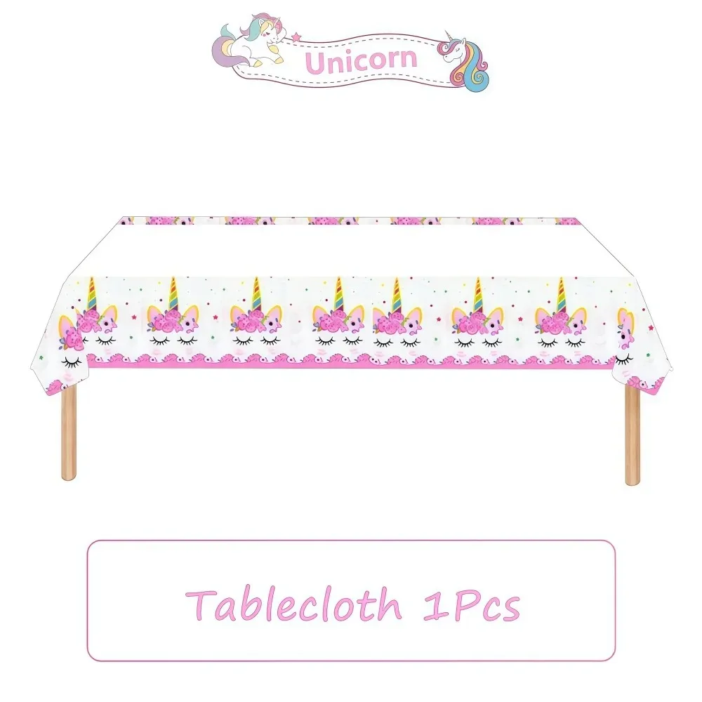 Unicorn Anime Tableware Sets Plate Cup Napkin Home Party Supplies Happy Birthday Decoration Girl Pink Party Wedding DIY Gift Toy view 6