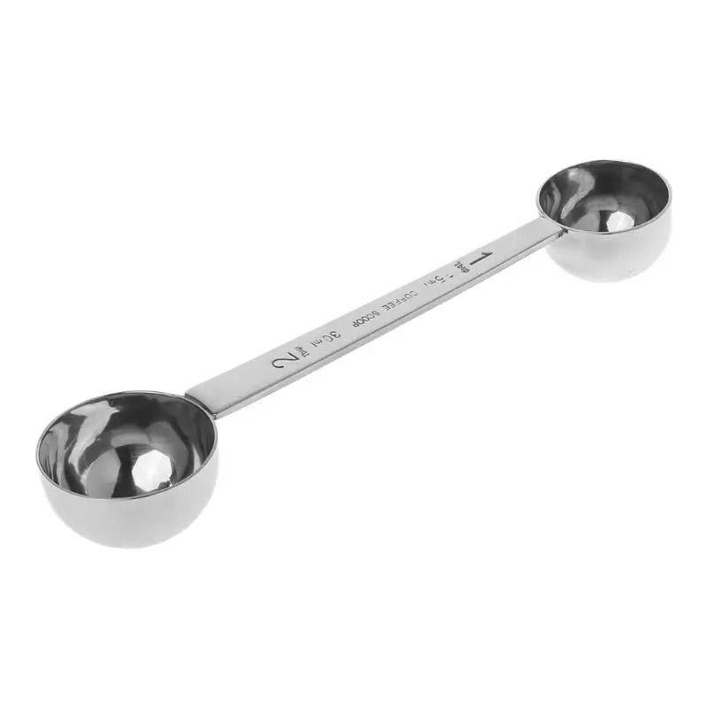 Cucchiaio dosatore in acciaio inox, cucchiaio da caffè a doppia estremità, 15 30