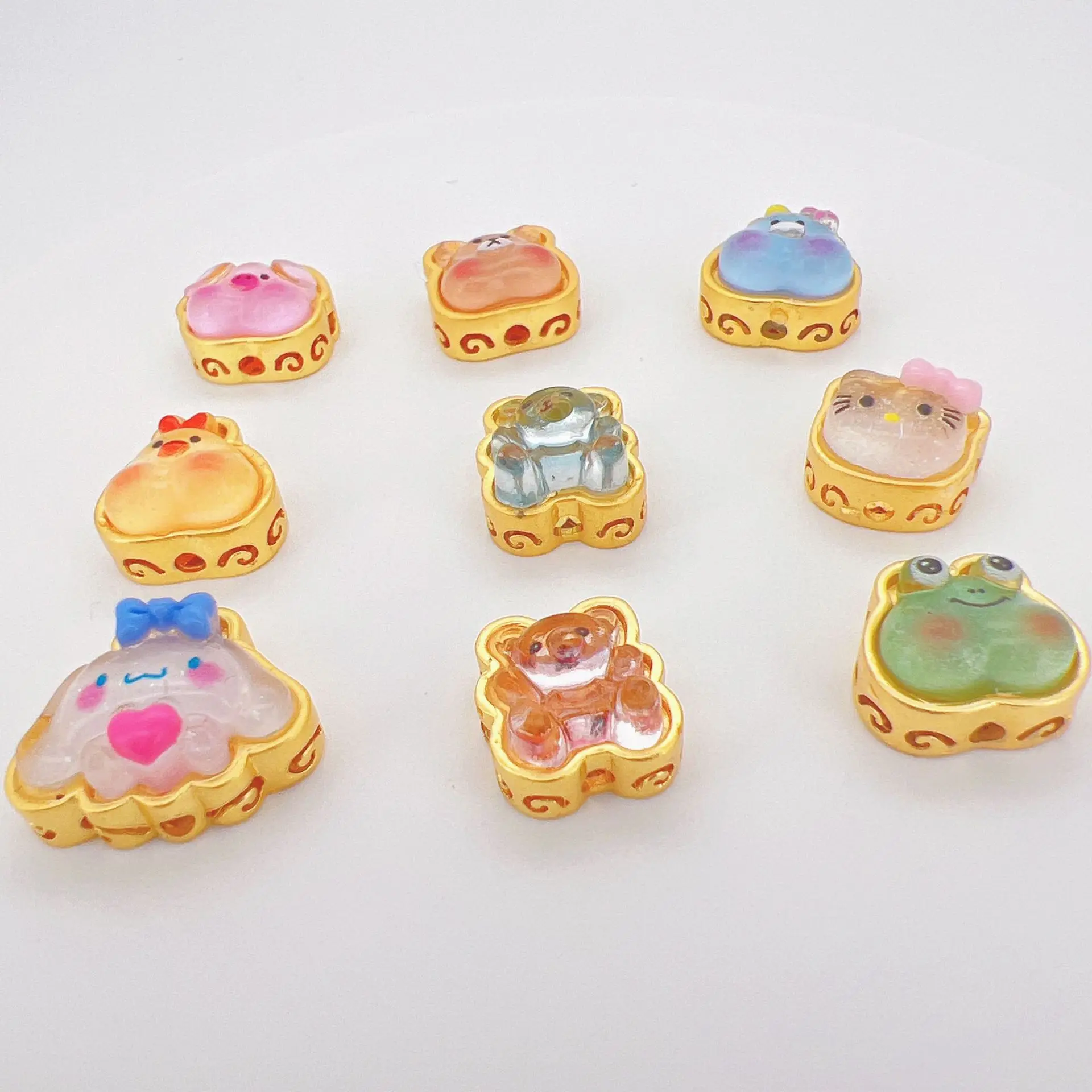 7pcs Copper Gold Plated Jewelry Making Rabbit Panda Cartoon Spacer Beads Handmade DIY Bracelet Necklace Accessories Wholesale