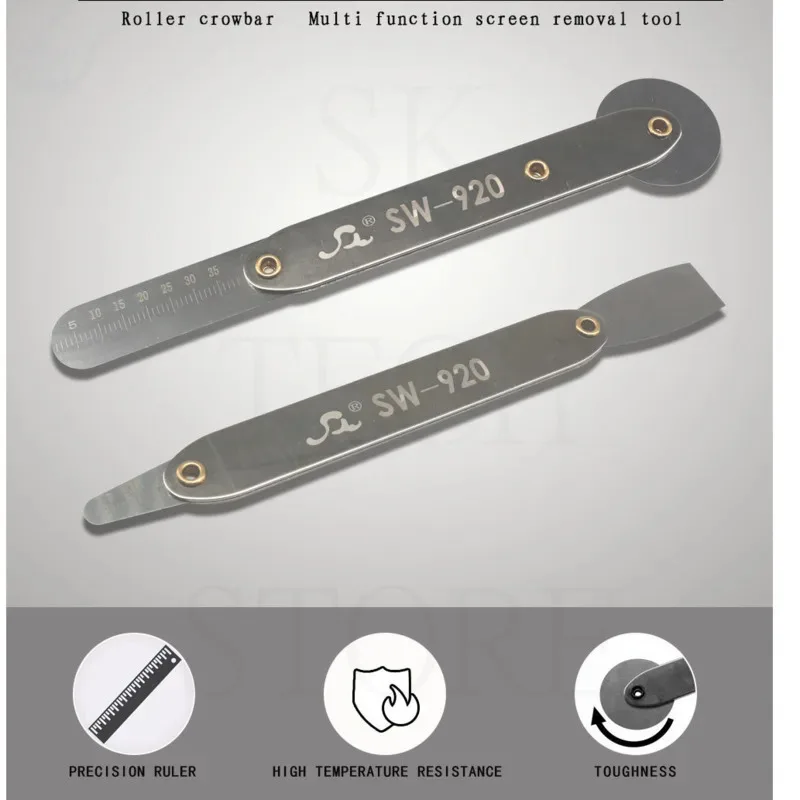 Universal Phone Tablet LCD Screen Opener Prying Tool Steel Roller Disassemble Crowbar with Ruler for iMac iPhone Samsung Repair