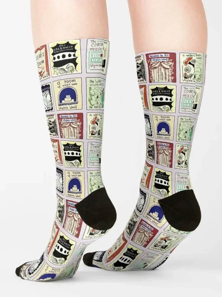 Virginia Woolf Book Covers Socks Heating sock kawaii custom sports retro Woman Socks Men's