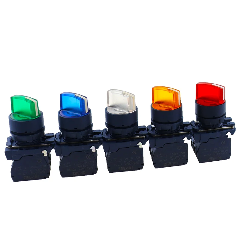 Waterproof Illuminated Selector Switch Rotary Switch Knob Switch Two or Three Position SB5 LA68S XB5 AK124B5 with Integral LED