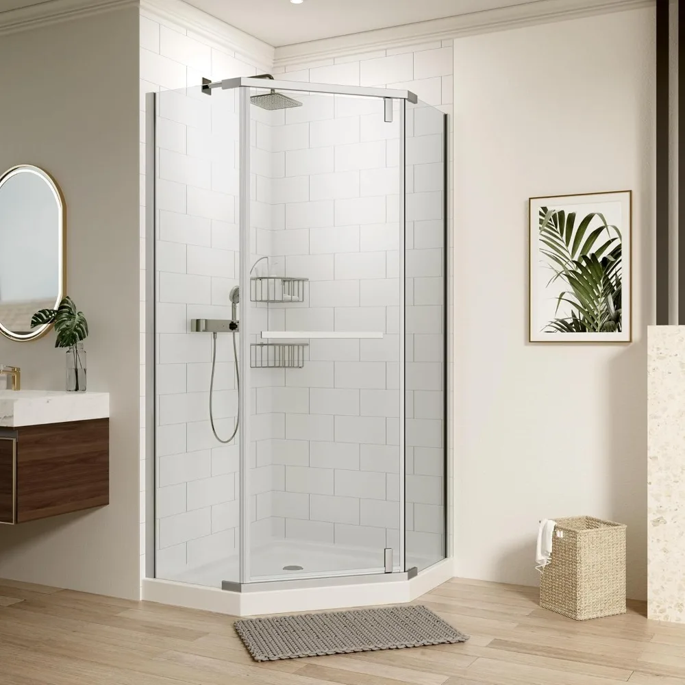 

Shower Door34 3/4~35 9/16" Wx72 in.H ,Pivot Shower Door 1/4in(6mm) Thick Tempered Clear Glass, Corner Shower Doors
