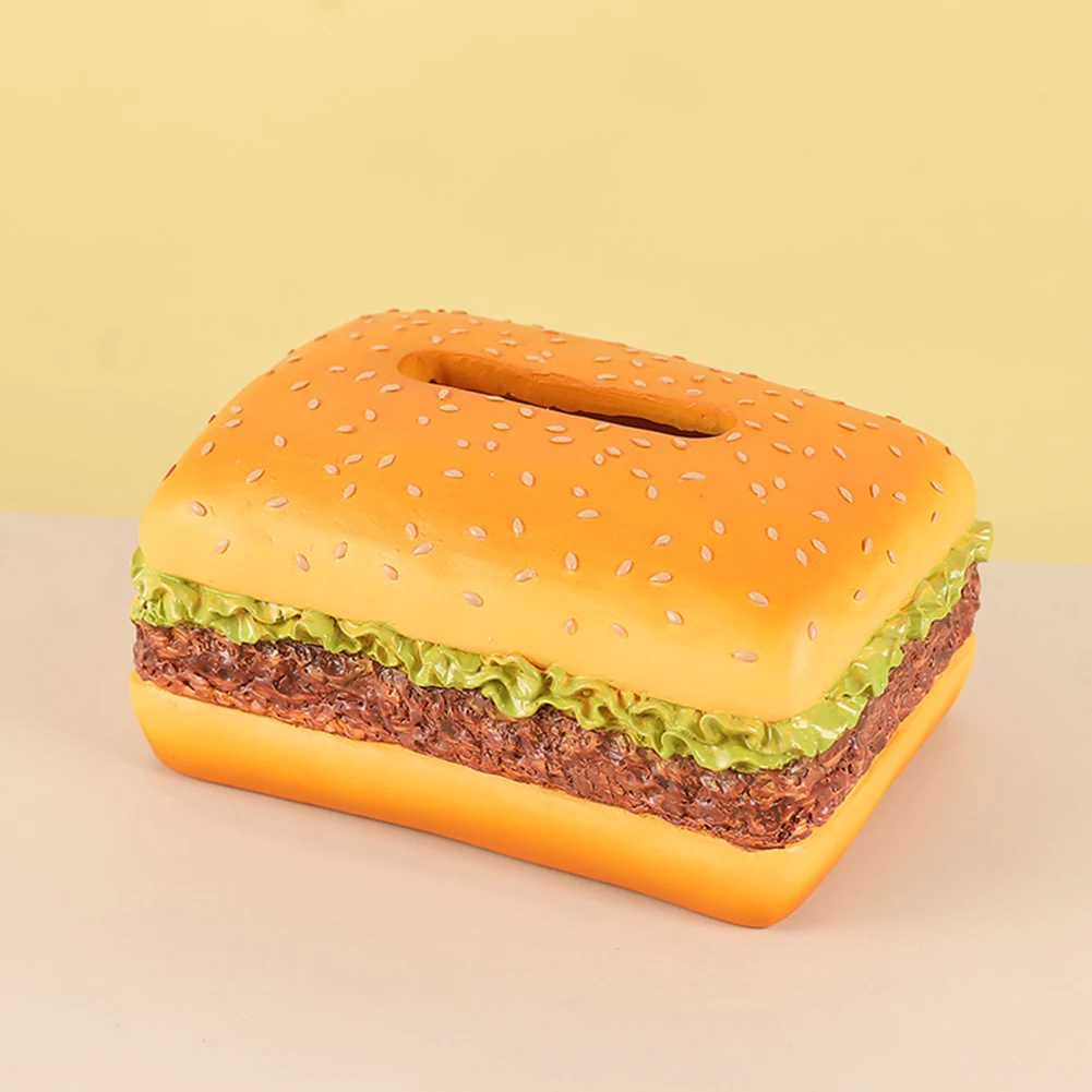 Desk Organiser Charming Burger Tissue Box Unique Hamburger Shape Tissue Box Cover Multipurpose Novelty Napkin Dispenser