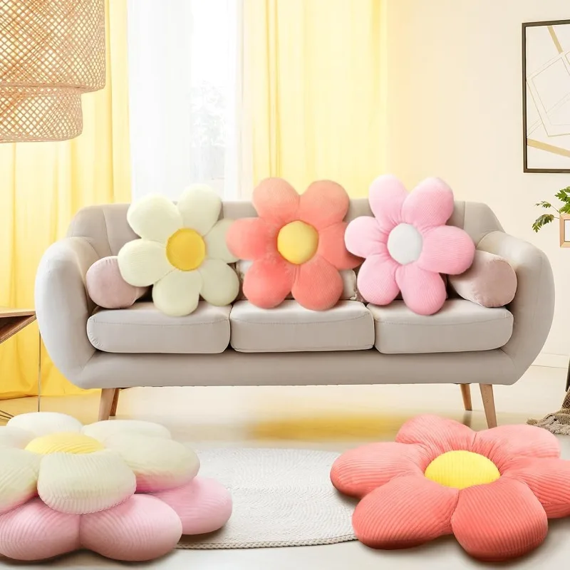 

Sunflower Pillow Daisy Cushion Flower Puff Mat Cute Sofa Cushion Soft Climbing Pillow Detachable and Washable Not Easy To Deform