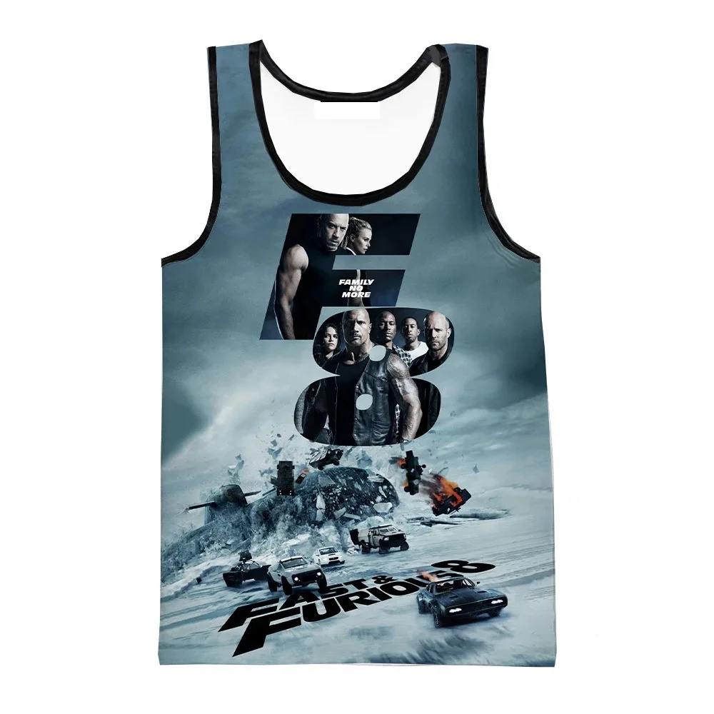 سريع وغاضب ثلاثية الأبعاد طباعة تانك القمم الرجال الصيف الشارع الشهير المتضخم اللياقة البدنية الصالة الرياضية س الرقبة سترة بلا أكمام ملابس الشاطئ الرجال #5