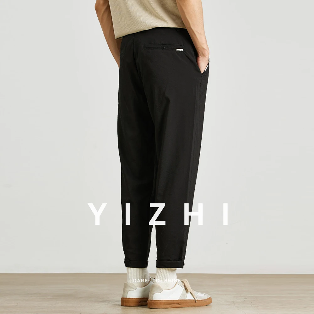 2025 صيف جديد الرجال الحرير الجليد رقيقة التجفيف السريع سراويل تقليدية موضة فضفاضة مستقيم كل مباراة الشباب بلون تسع نقاط بانت #2