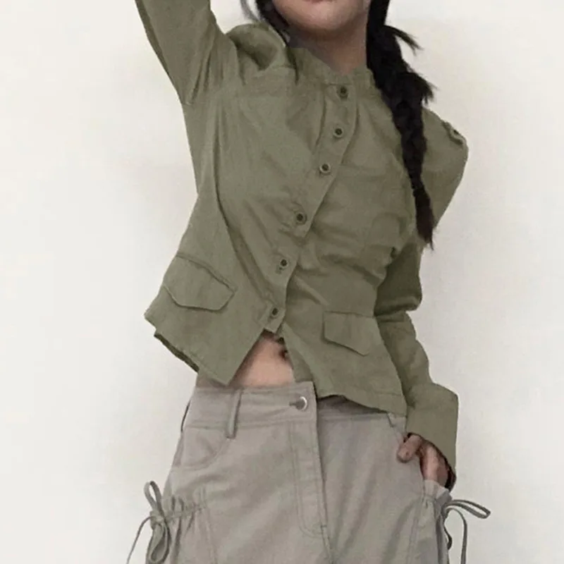 Personalized Street Lady's Coat Tooling Style Stand Collar Segment Slimming Casual Coat Spring And Autumn Commuter Women's Wear