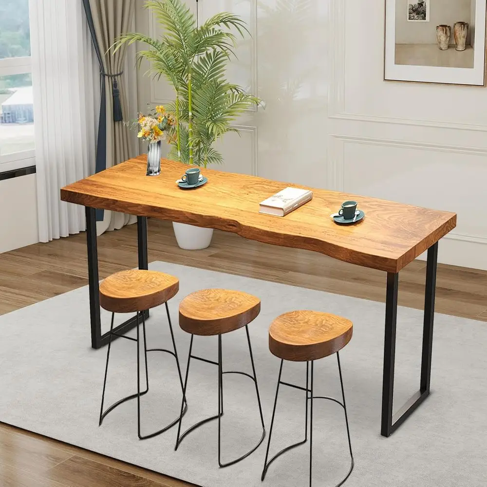 

47.2 Industrial-Style Solid Wood High Top Bar Tables for Kitchen & Dining