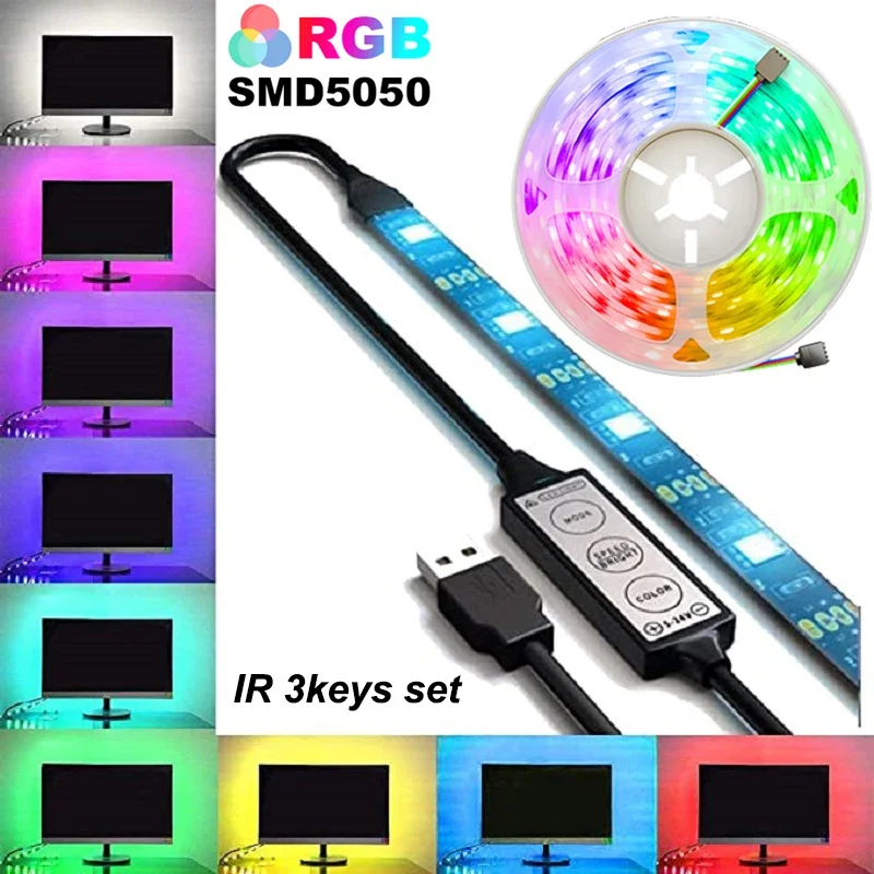 LED Strips Infrared Control Neon Ice Lights 5050 TV Backlight Room Decor SMD5050 USB Bedroom Decoration 1-5m LED Lights