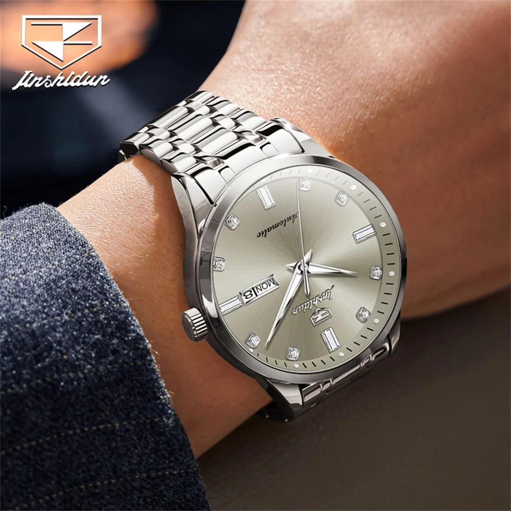 JSDUN Luxury Brand Men Watch Simple Fashion Automatic Mechanical Watch Stainless steel Male Wristwatch Calendar Week Original