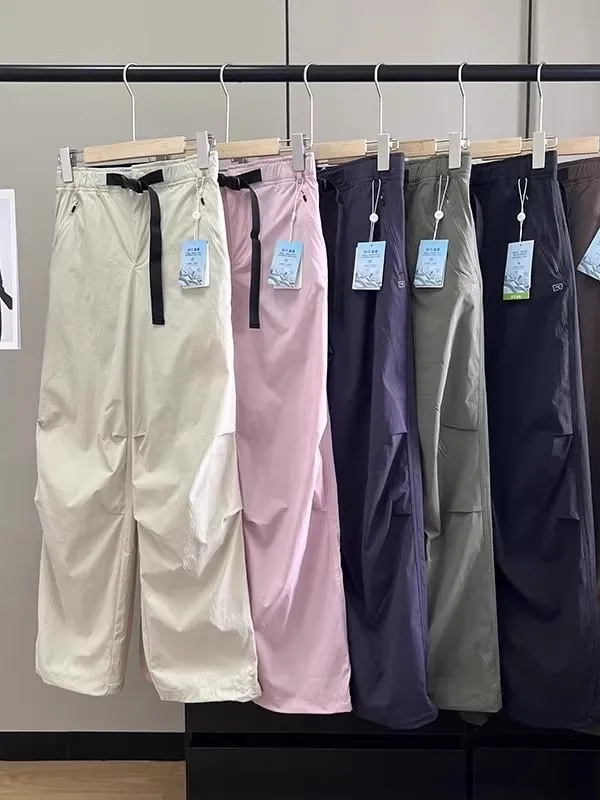 

Lightweight Breathable Women's Casual Pants Korean Sle High Waist Wide Leg Pants Sun Protection Tied Waisand Qui Dry