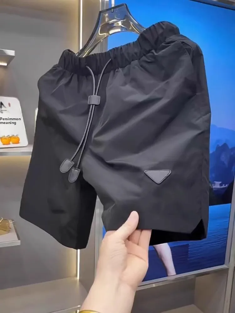 

American Sle Casual Loose Men's orts Summer Thin Ice Silk Qui Dry Beach Pants Five-Quarter Length Youth Faion