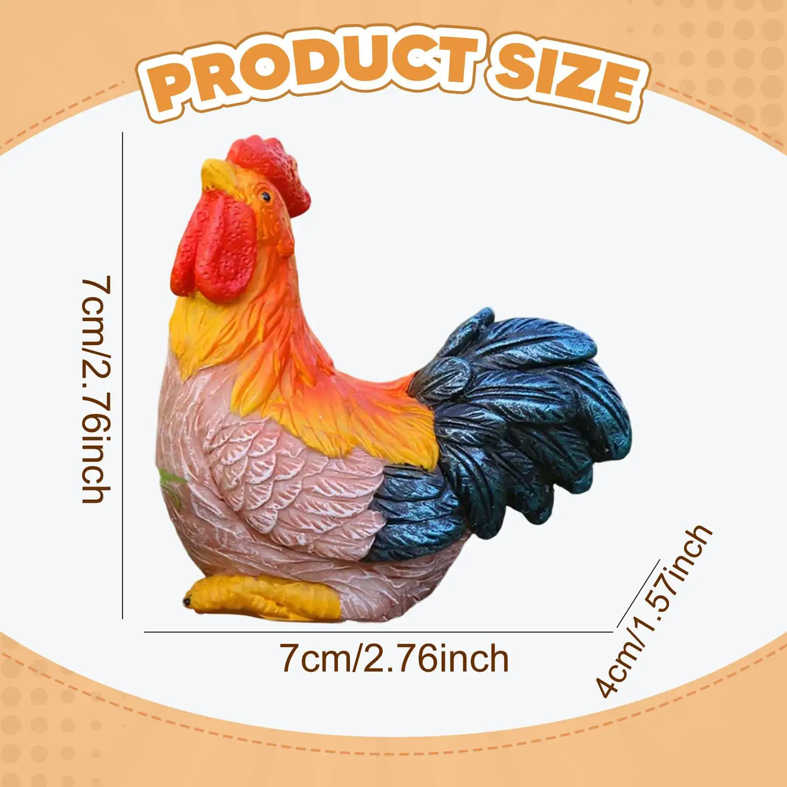 

Small Garden Statue Decorative Resin Chicken Figurine Animal Sculpture Desktop Ornament for Office Outside Desk Bookshelf Porch