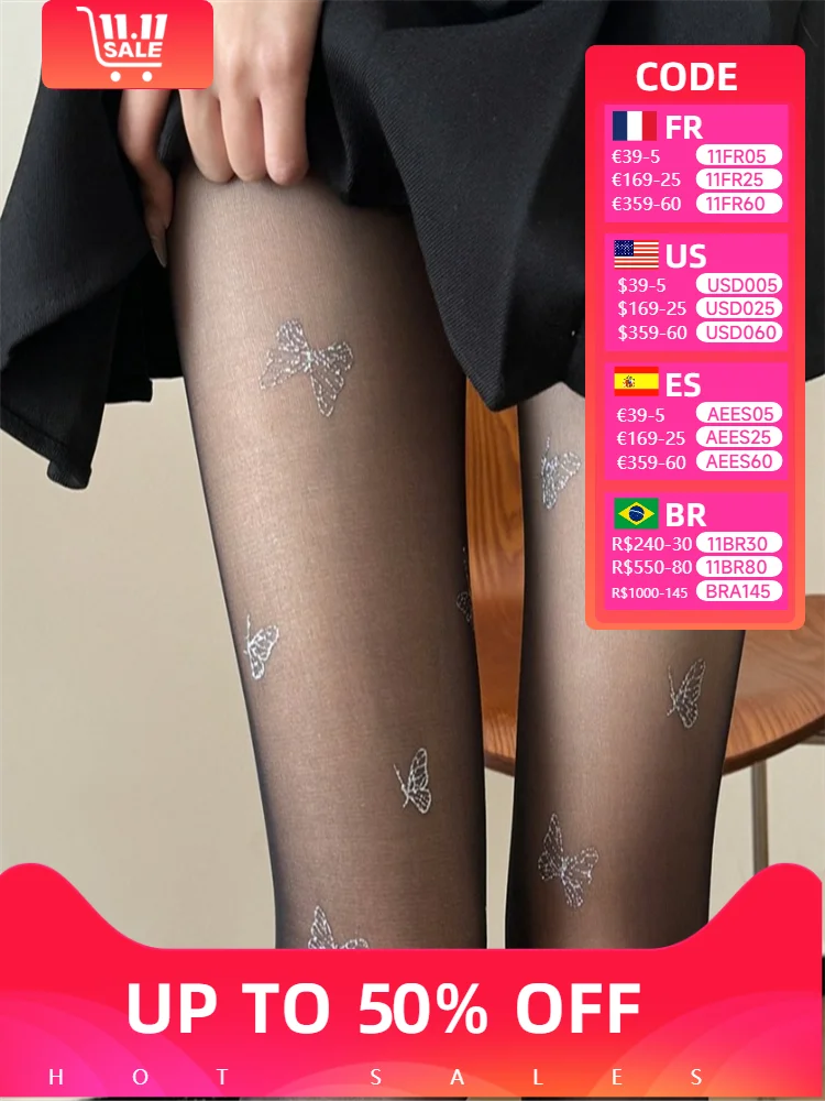 Korean Star Elastic Pantyhose Rhinestone Butterfly Nightclub JK Tights Dress Up Sexy Girl Stockings Fashion Female Longs Socks