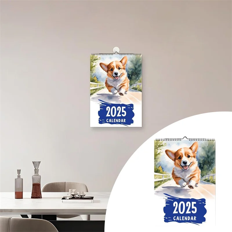 Puppy Wall Calendar 2025 Dog Calendar Wall Calendar Cute Corgi Annual Yearly Planner 12 Month Calendar Planner For Organizing