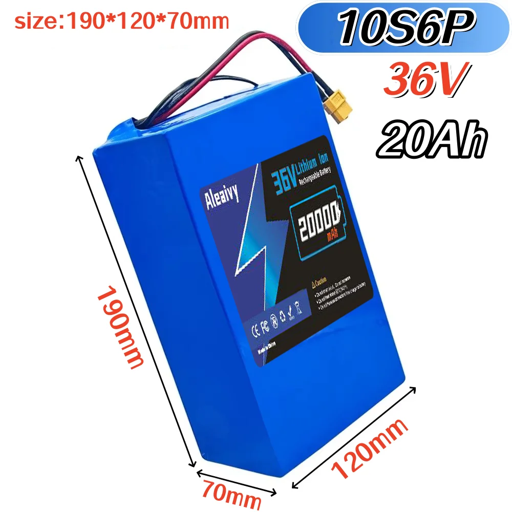 

36V 20000mAh High-capacity Rechargeable 10S6P 18650 Lithium-ion Battery Pack Built in BMS Suitable for Electric Scooter Battery.
