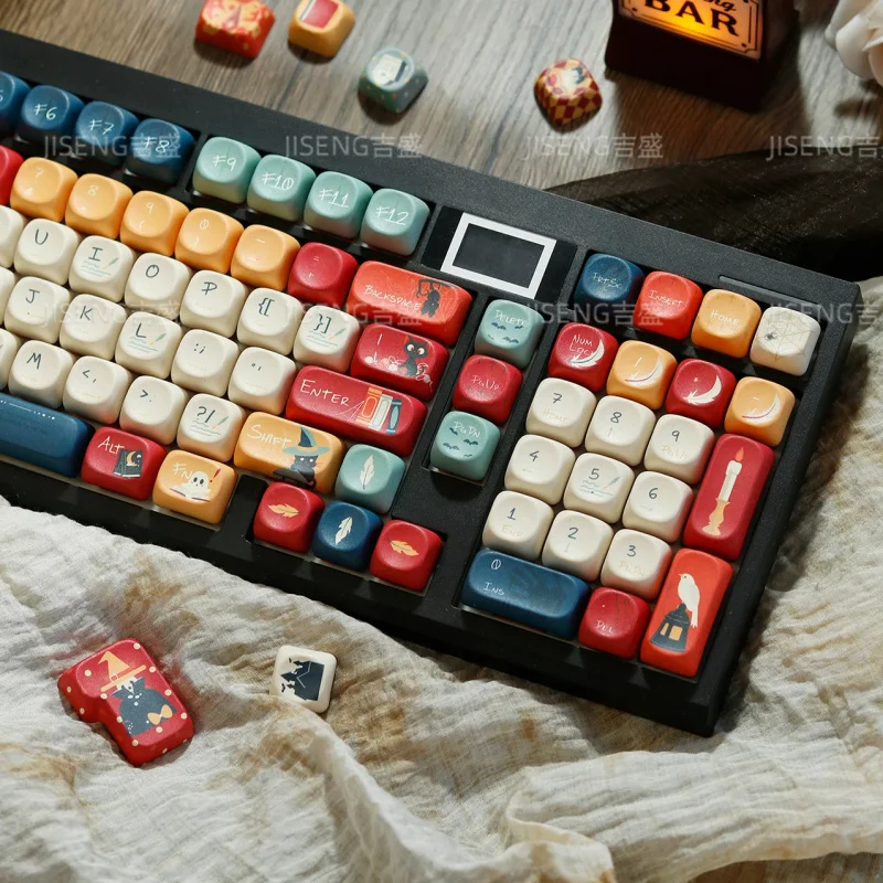 William Castle Theme PBT Keycaps Set,132 Keys MOA Profile Custom Dye Sublimation Doubleshot Cute Key Cap For Mechanical Keyboard