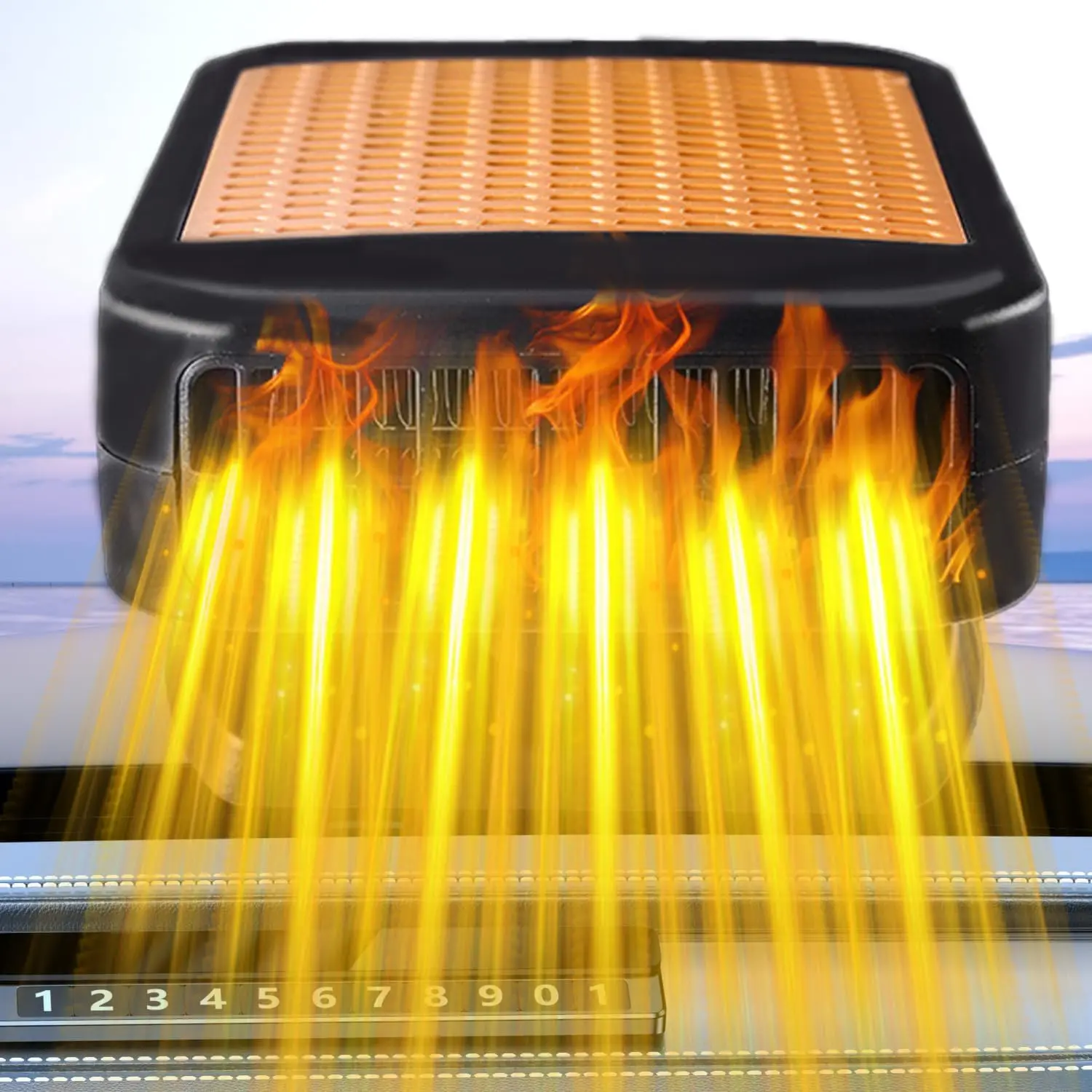 12V 200W Portable Car Heater, Fast Defroster for Car SUV Truck (Orange)